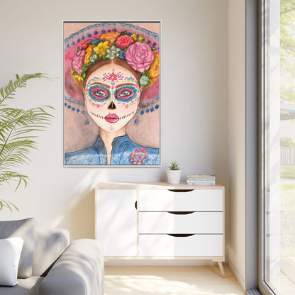 Day of the Dead Skull Woman Framed Wall Art