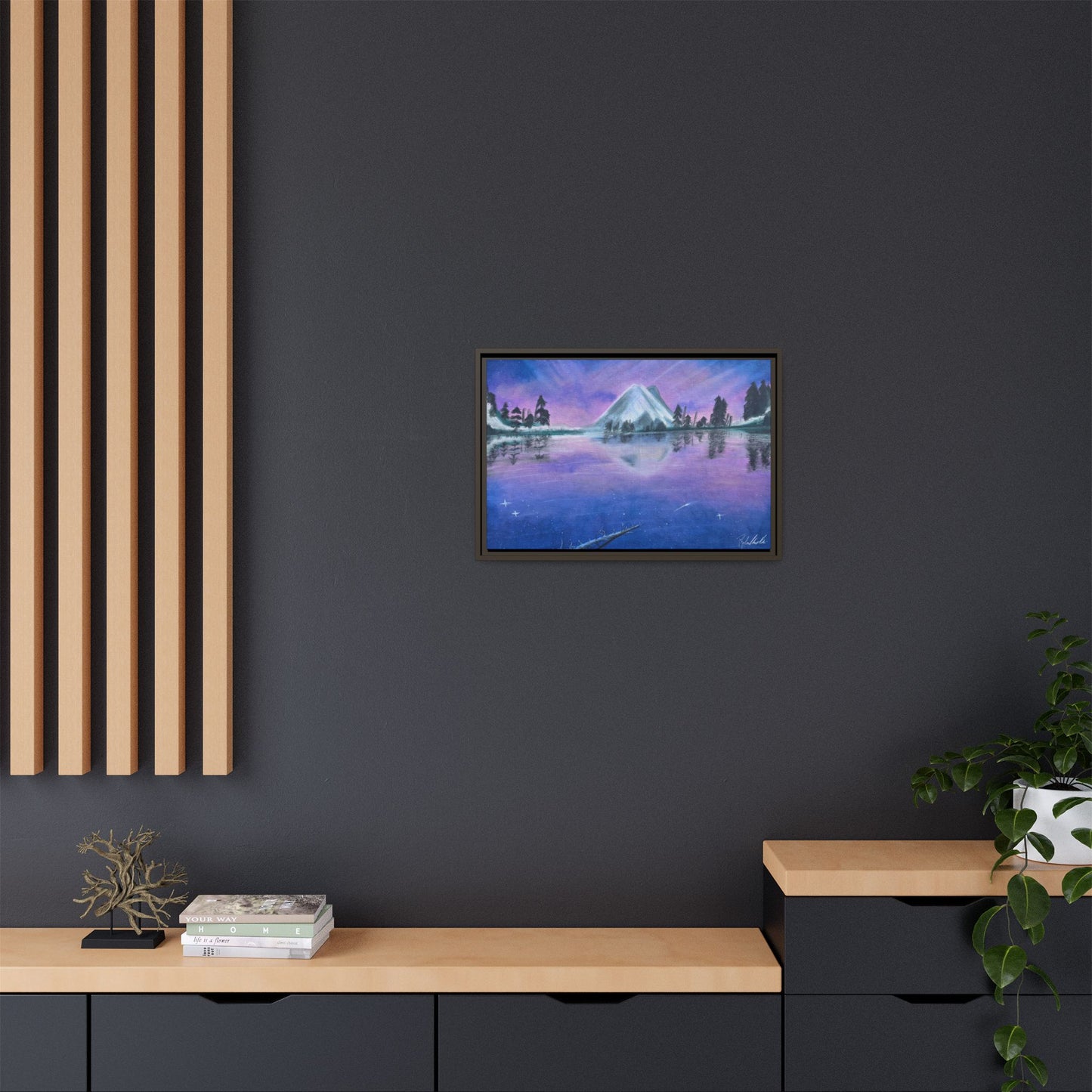 Purple Sky Over Lone Mountain Framed Wall Art