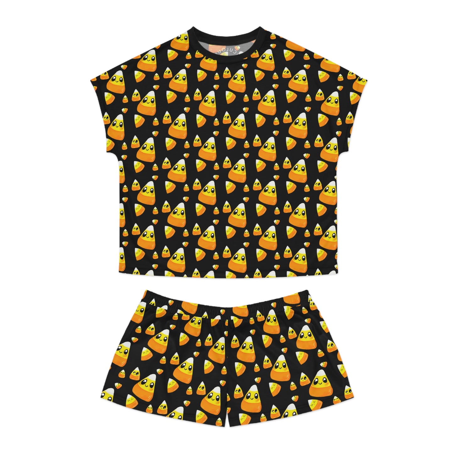 Candy Corn Pattern Women’s Pajama Set — Cute Halloween Short Sleepwear