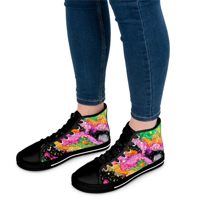 High Top Sneakers — Colorful Galaxy Paint Swirl for Women