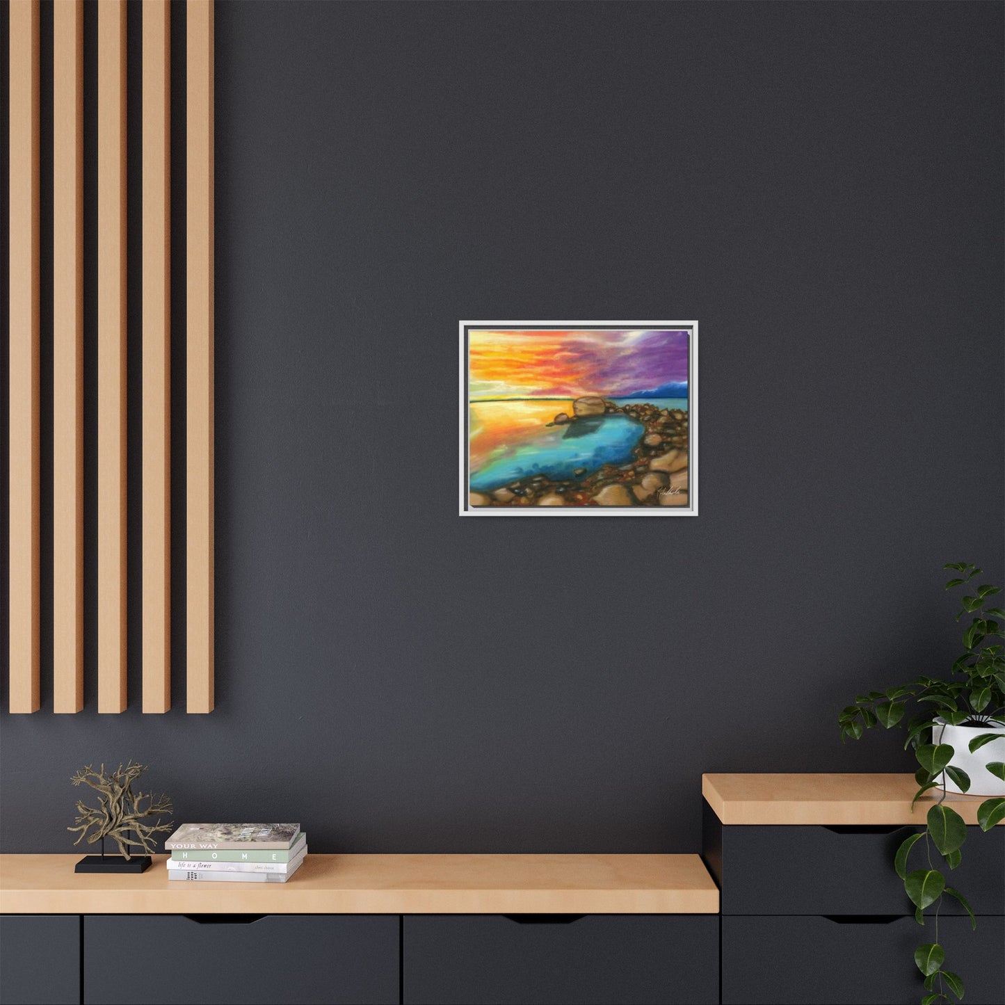 Sunset Ocean Beach Framed Wall Art