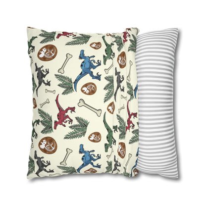 Dinosaur Fossil Pattern Pillowcase — Kids Paleontology Throw Pillow Cover