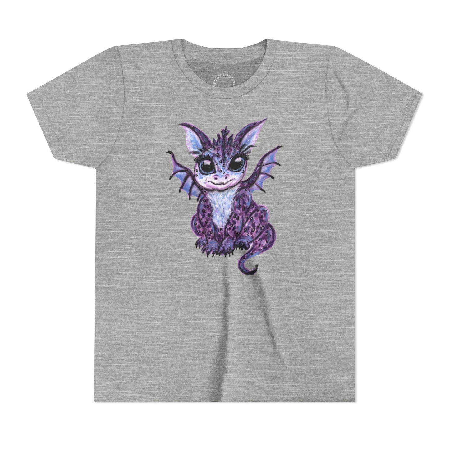 Youth Tee — Cute Purple Baby Dragon Illustration Kids Shirt