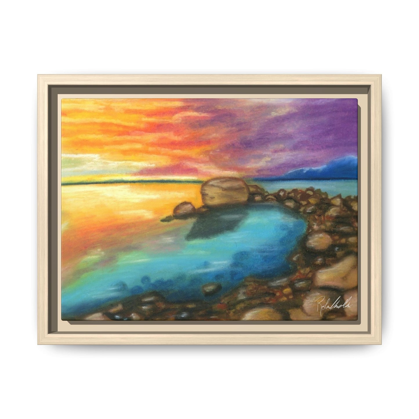 Sunset Ocean Beach Framed Wall Art