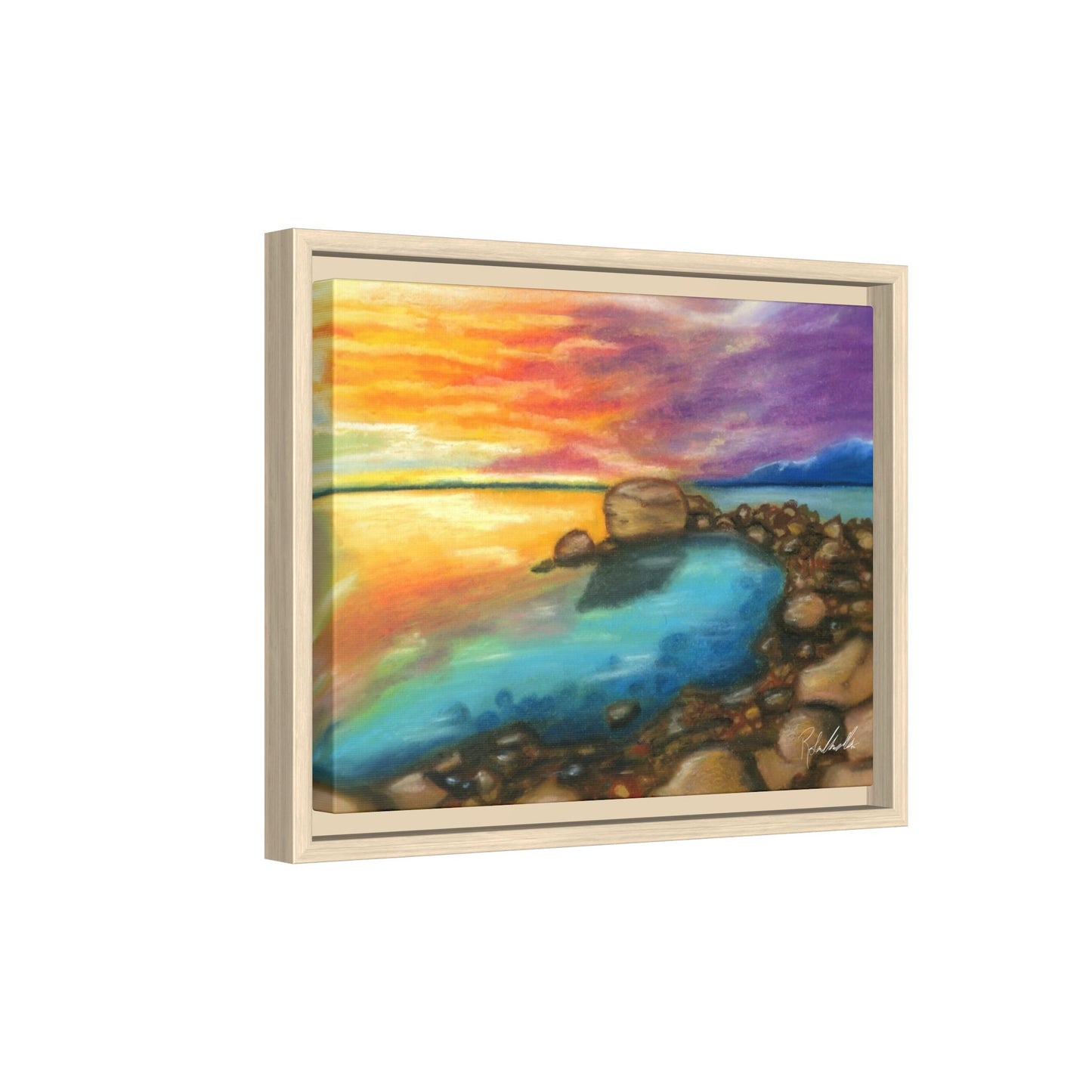 Sunset Ocean Beach Framed Wall Art