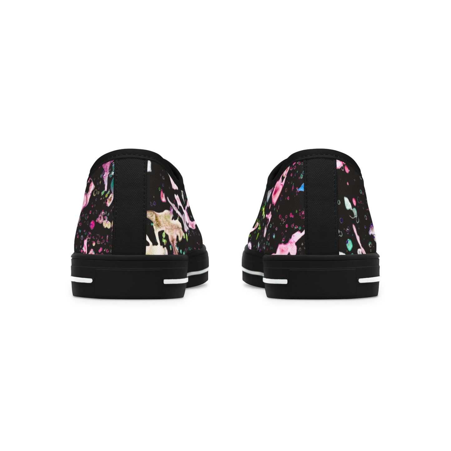 Low Top Sneakers — Galaxy Pink Paint Splatter Women's Casual Shoes