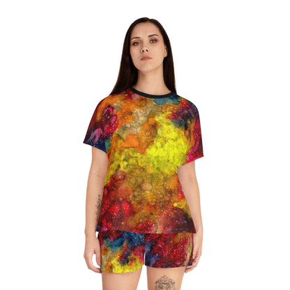 Women's Colorful Marble Pajama Set — Vibrant Abstract AOP Sleepwear