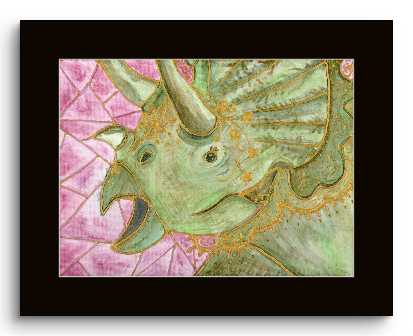 Stained Glass Fancy Triceratops Dinosaur 8x10 Museum Grade Fine Art Print