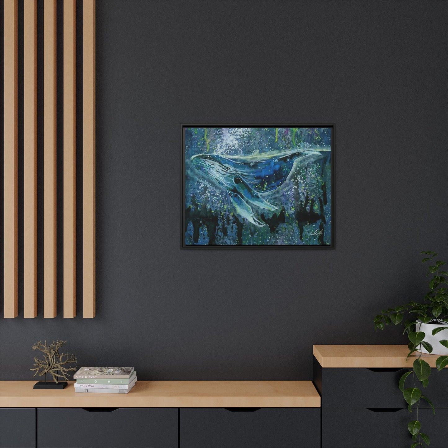 Watercolor Whale Framed Wall Art