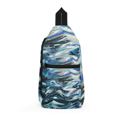 Ocean Wave Sling Bag — Blue Abstract Water Print Crossbody