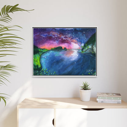 Watercolor Sunset Lake Framed Wall Art