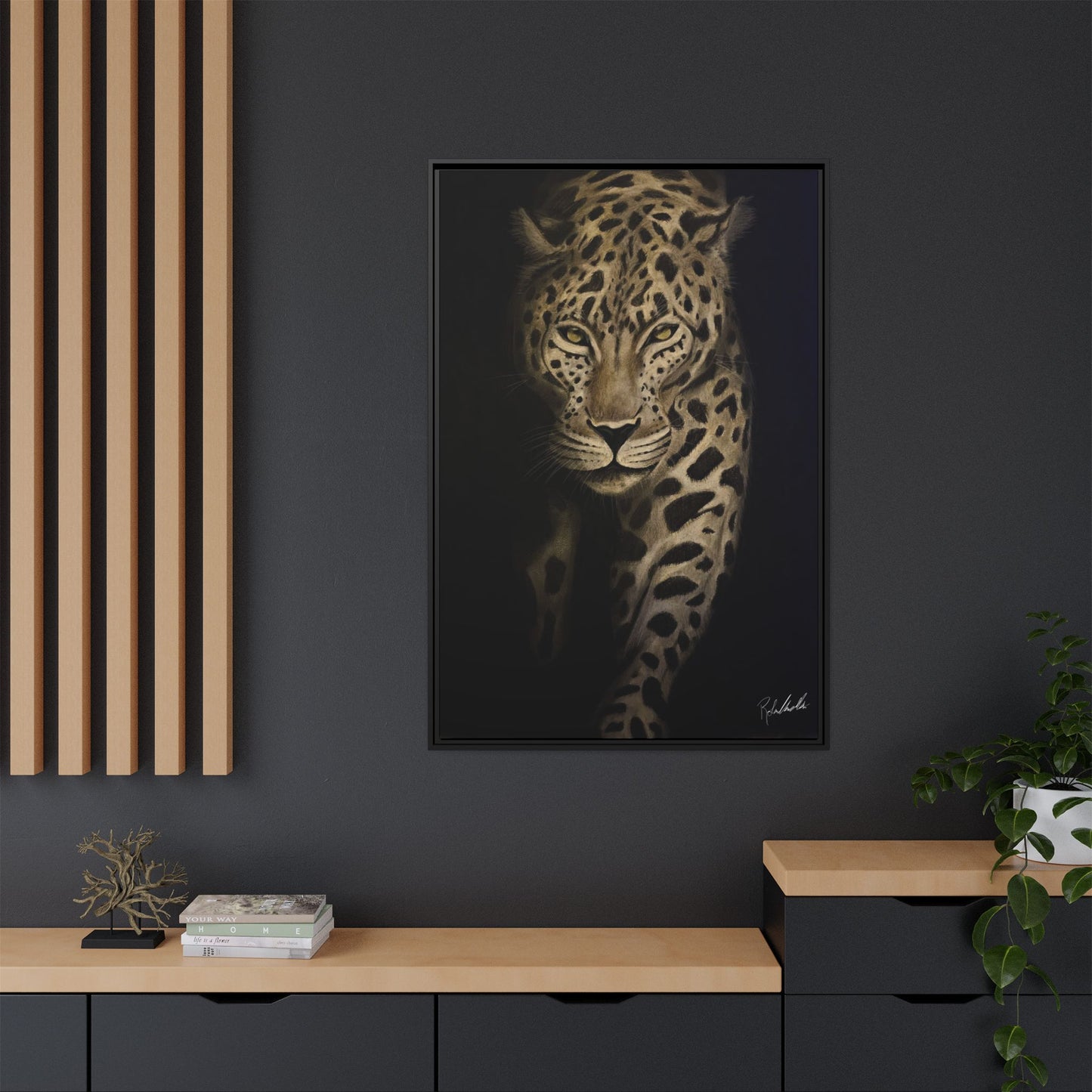Leopard at Night Framed Wall Art