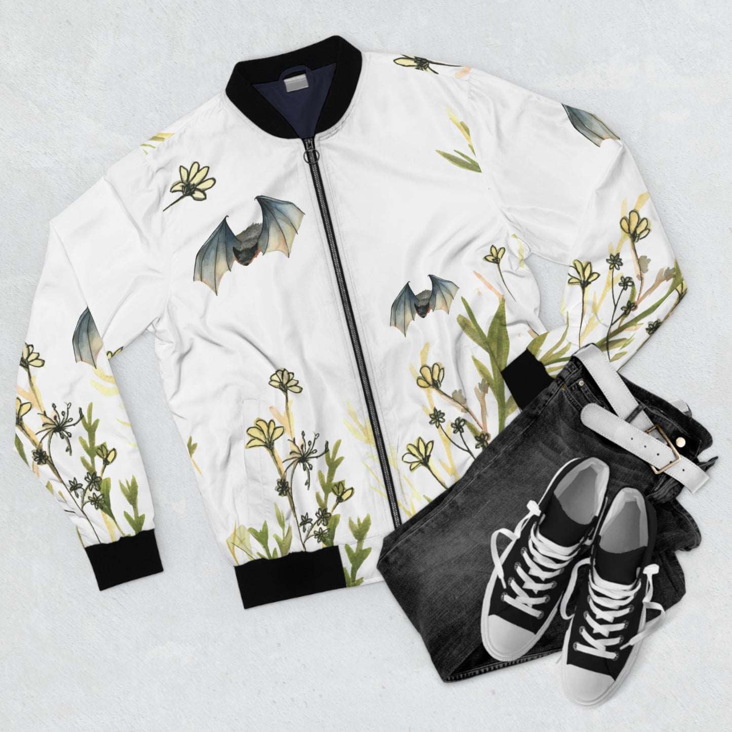 Bat & Wildflower Bomber Jacket