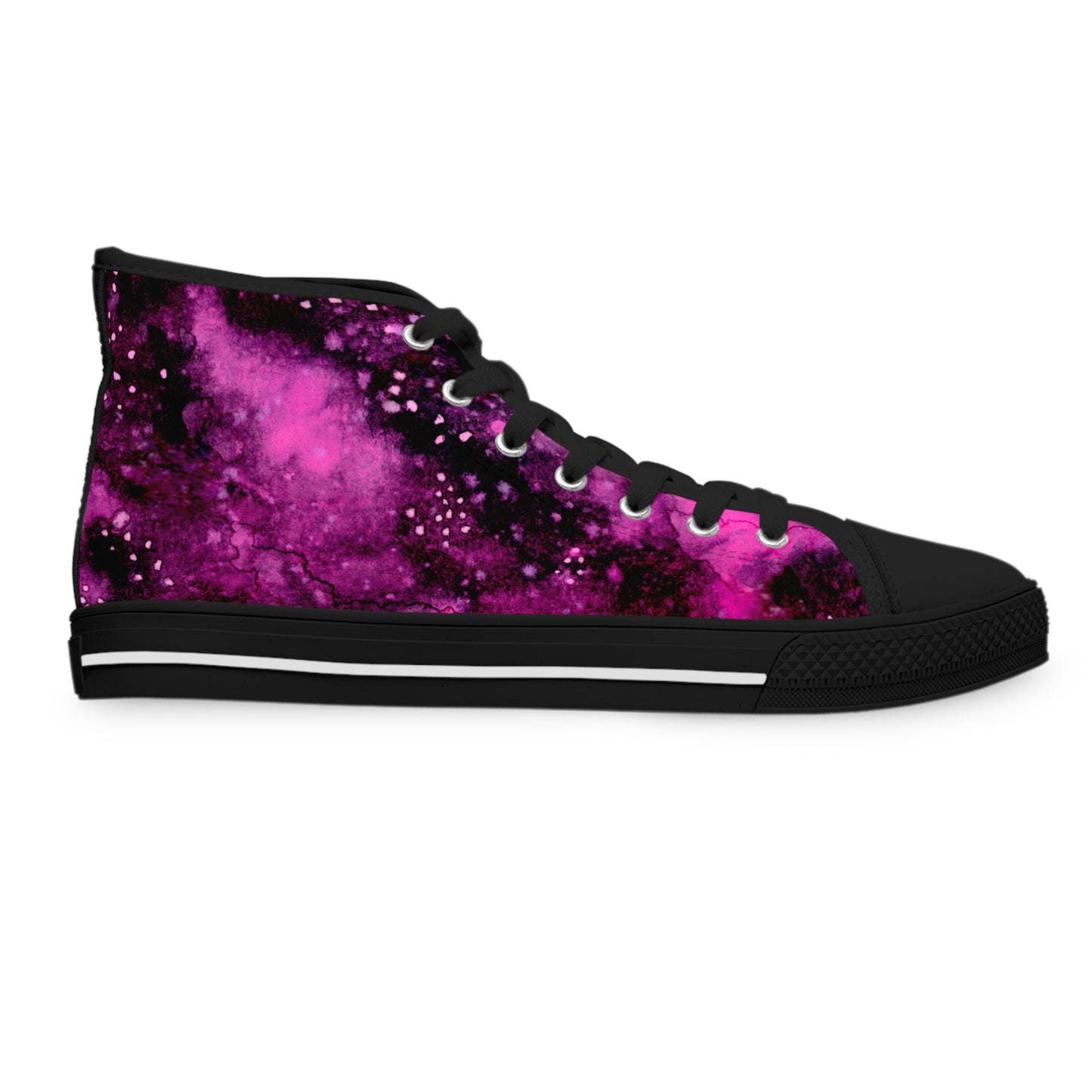 Women's High Top Sneakers — Magenta Galaxy Print Cosmic Canvas Shoes