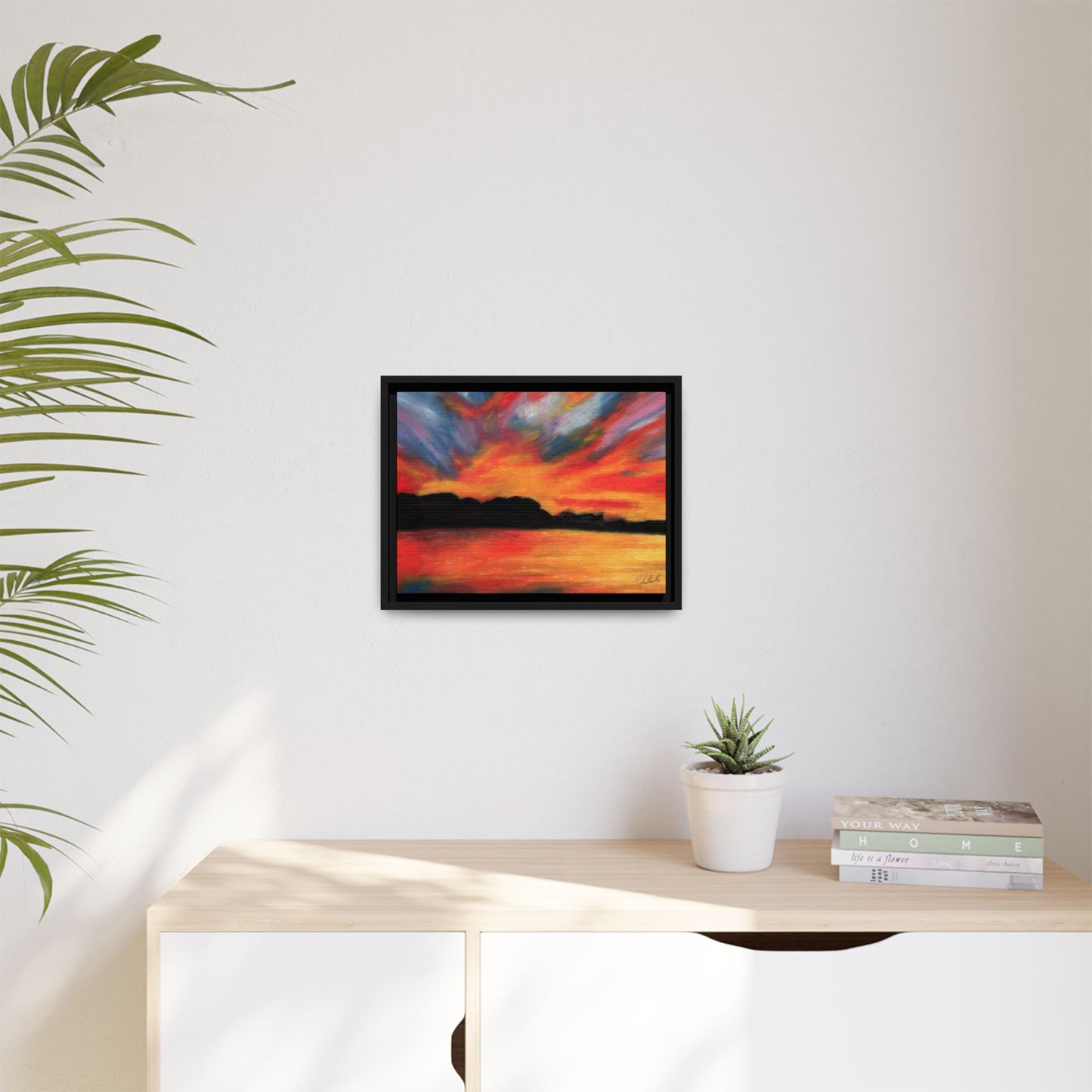 Sunset Over The Lake Framed Wall Art
