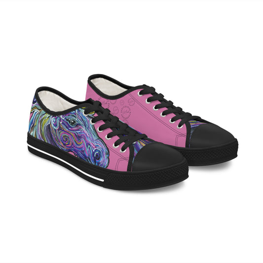 Pink Abstract Horse Unisex Low-Top Sneakers