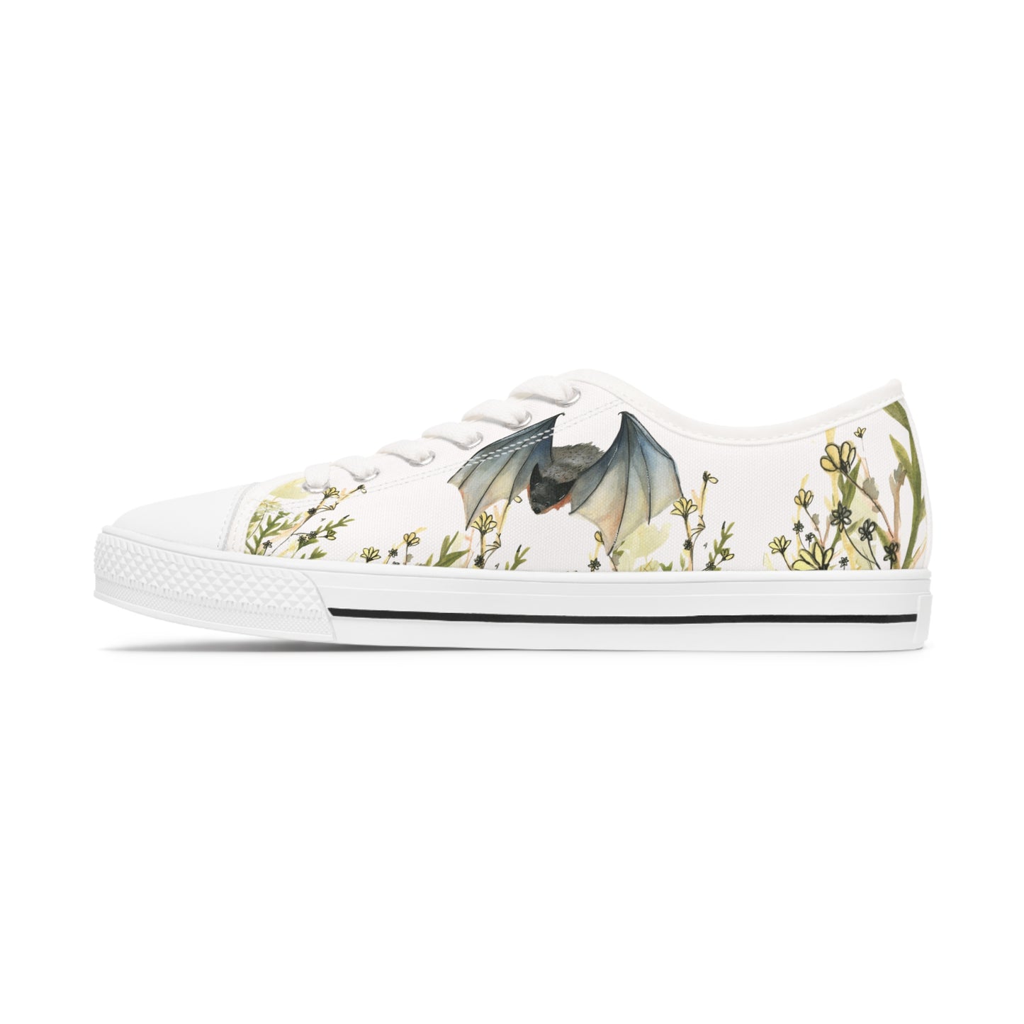 White Bat Printed Unisex Classic Low Top Sneaker Shoes