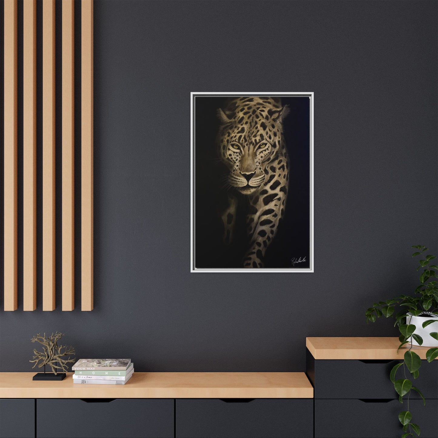 Leopard at Night Framed Wall Art