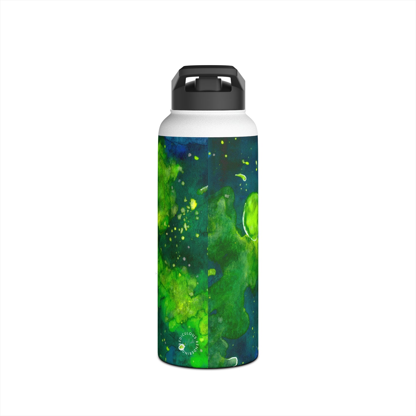 Green Galaxy Stainless Steel Water Bottle, Standard Lid