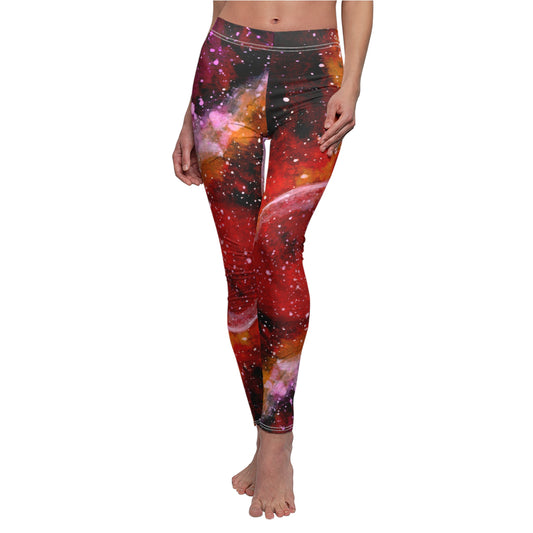 Orange Moons Galaxy Women's Cut & Sew Casual Leggings (AOP)