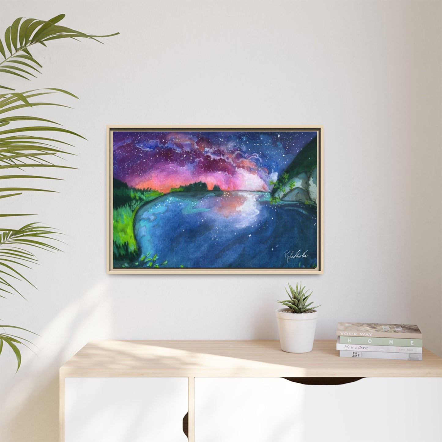 Watercolor Sunset Lake Framed Wall Art