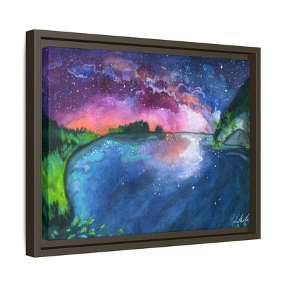 Watercolor Sunset Lake Framed Wall Art