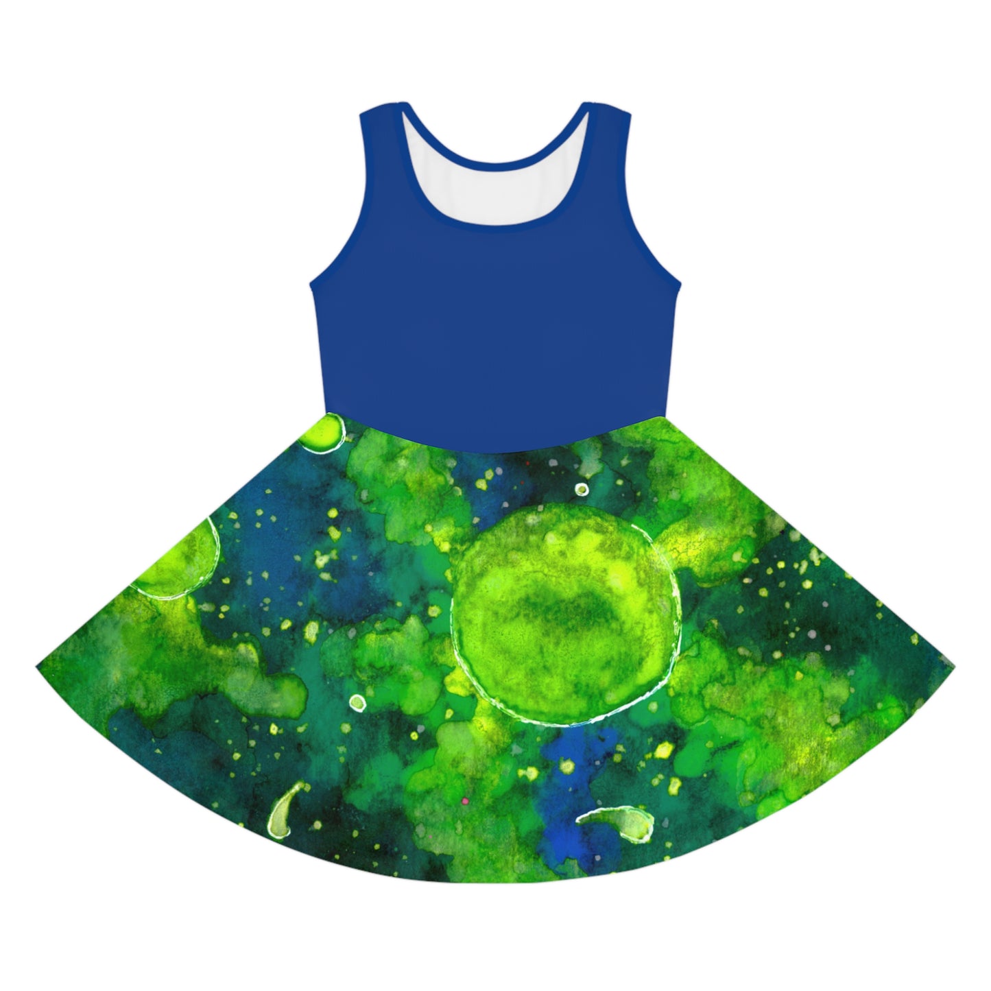 Blue Top Green Galaxy Girls' Sleeveless Sundress (AOP)