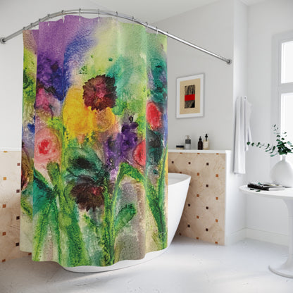 Abstract Watercolor Flower Shower Curtain