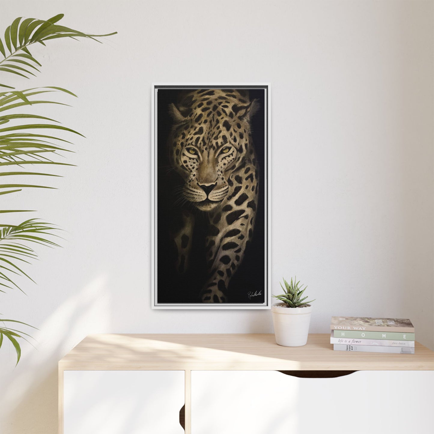 Leopard at Night Framed Wall Art