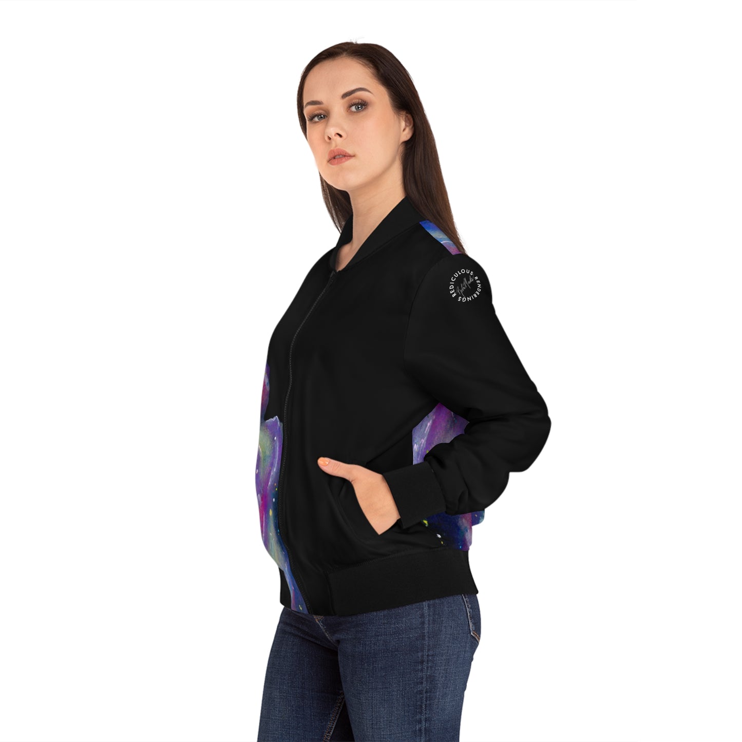 Rainbow Vortex Galaxy Women's Bomber Jacket (AOP)