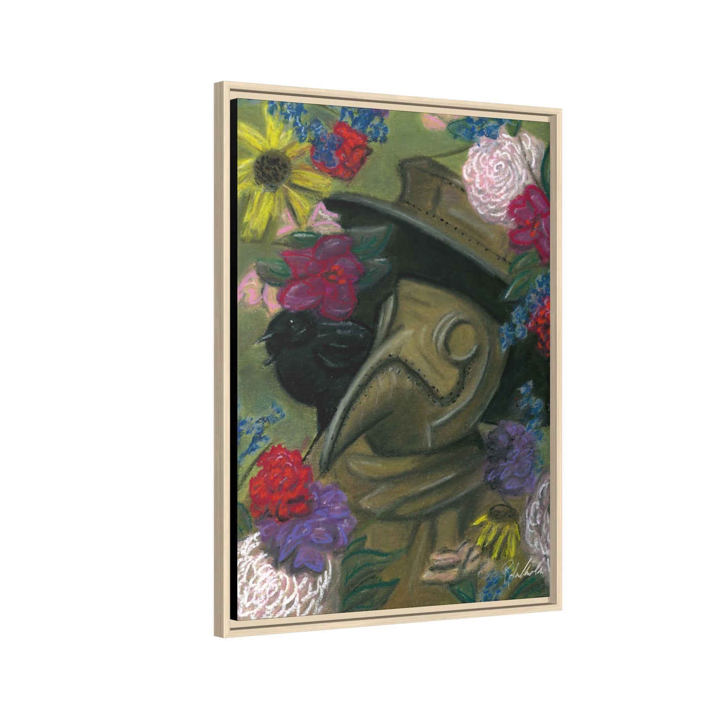 Plague Doctor and Raven Framed Wall Art