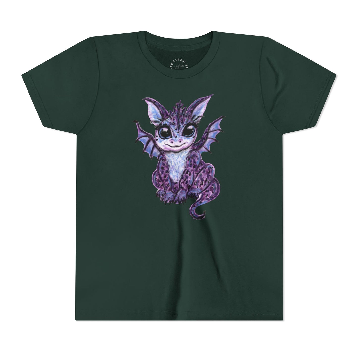 Youth Tee — Cute Purple Baby Dragon Illustration Kids Shirt