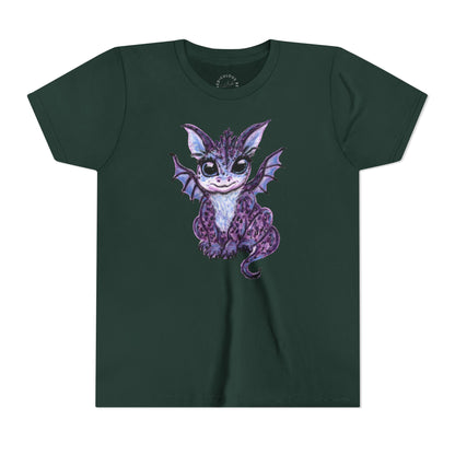 Youth Tee — Cute Purple Baby Dragon Illustration Kids Shirt