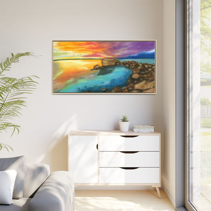 Sunset Ocean Beach Framed Wall Art
