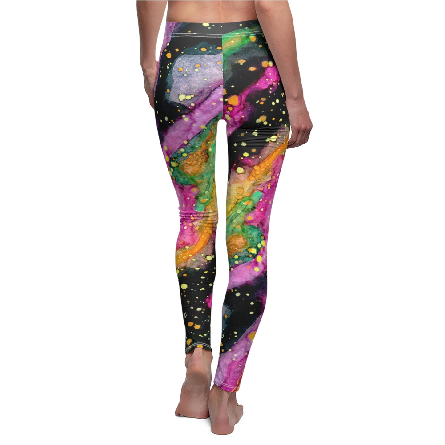 Neon Galaxy Women's Cut & Sew Casual Leggings (AOP)