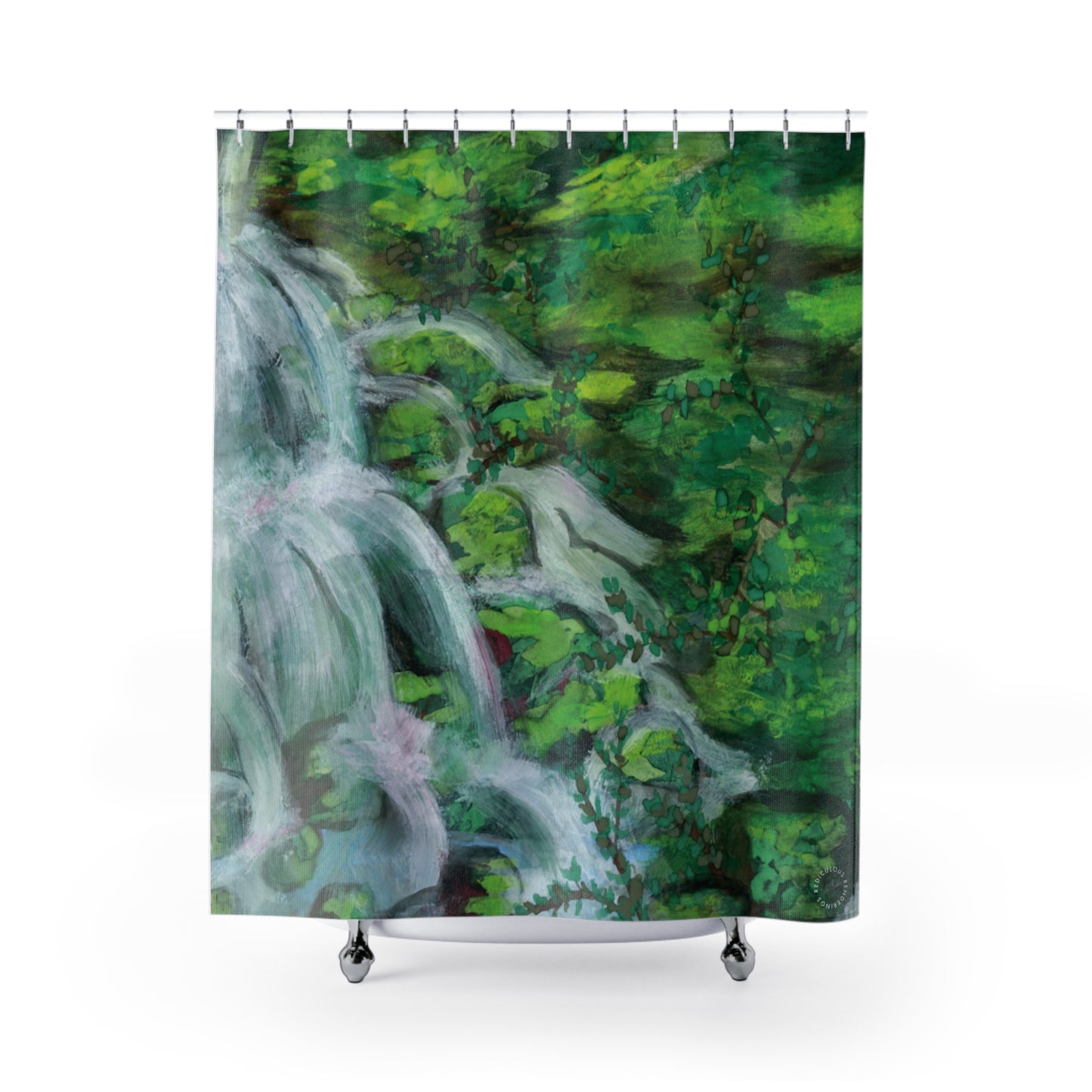 Waterfall Shower Curtain for Home Bathroom with Durable One-Sided Print and Waterproof Polyester Material