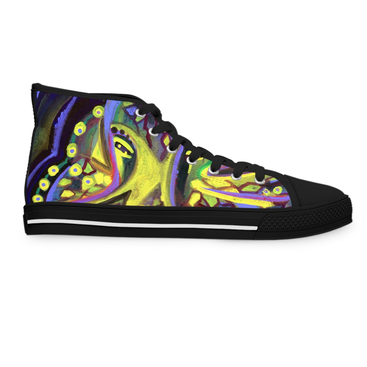 High Top Sneakers — Psychedelic Abstract Green Octopus Art Women’s Sneakers