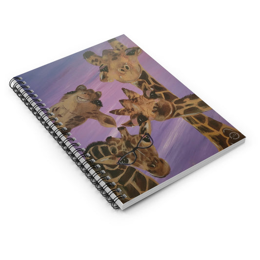 Giraffe Family Spiral Notebook - Ruled Line 118 Pages, Printed Cover