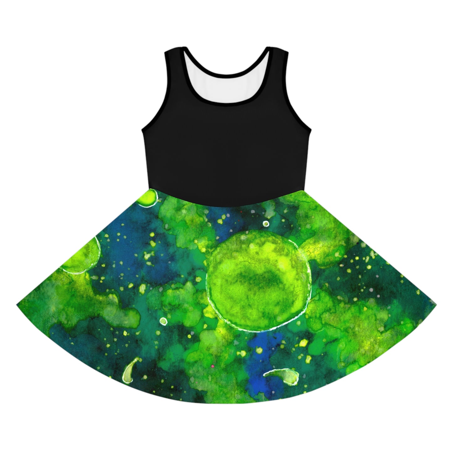 Green Galaxy Girls' Sleeveless Sundress (AOP)