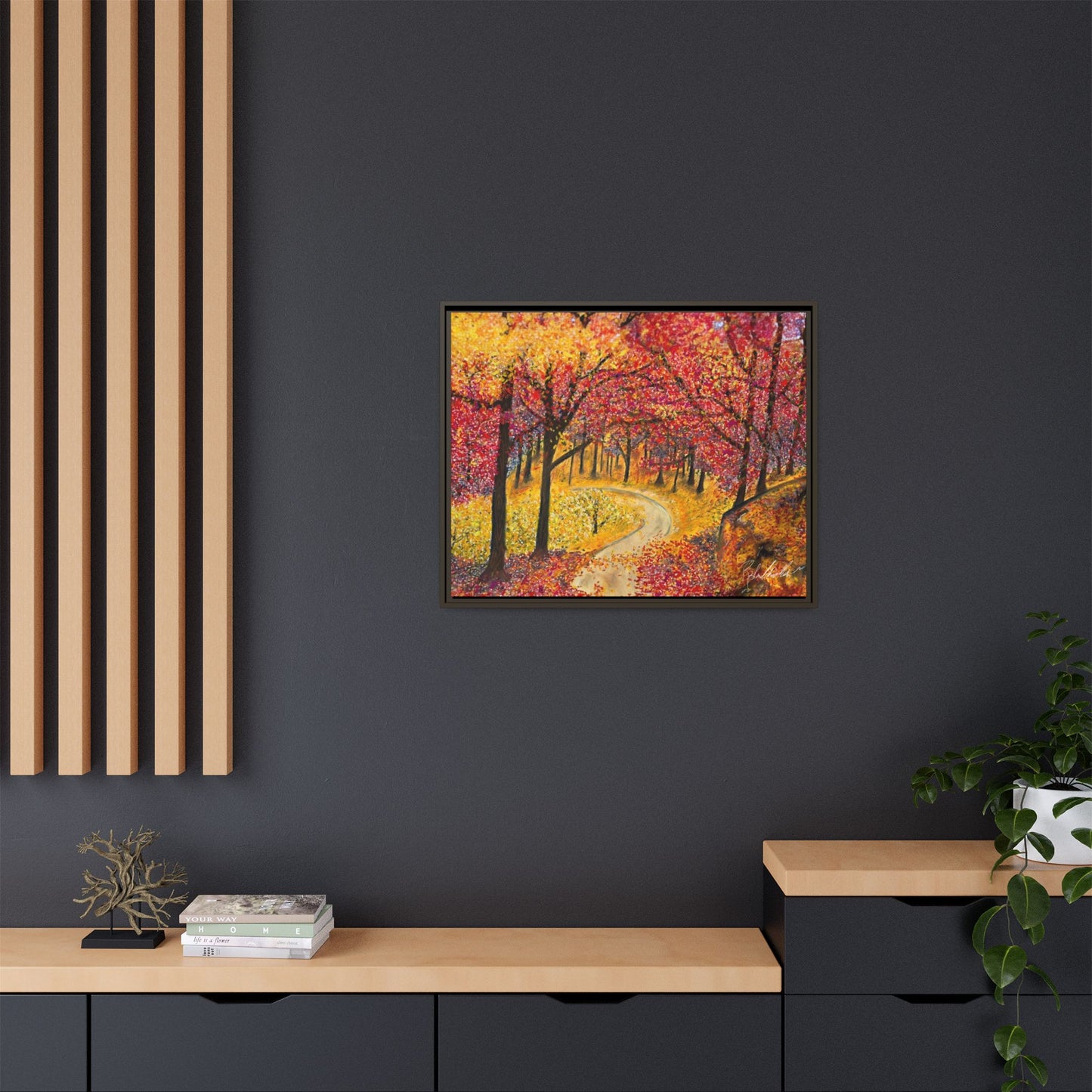 Vibrant Fall Forest Framed Wall Art
