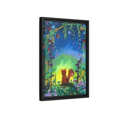 Fox Under Flowers Framed Wall Art