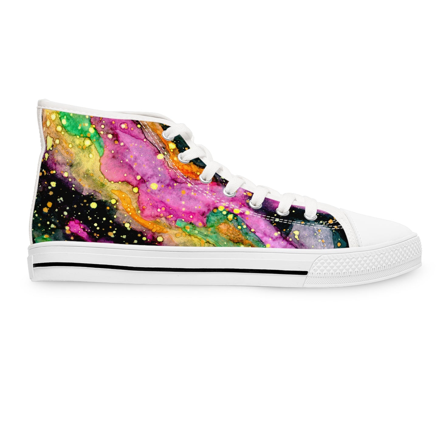 Neon Galaxy Unisex Classic High Top Sneakers Closed Toe Casual Walking Fashion Shoes