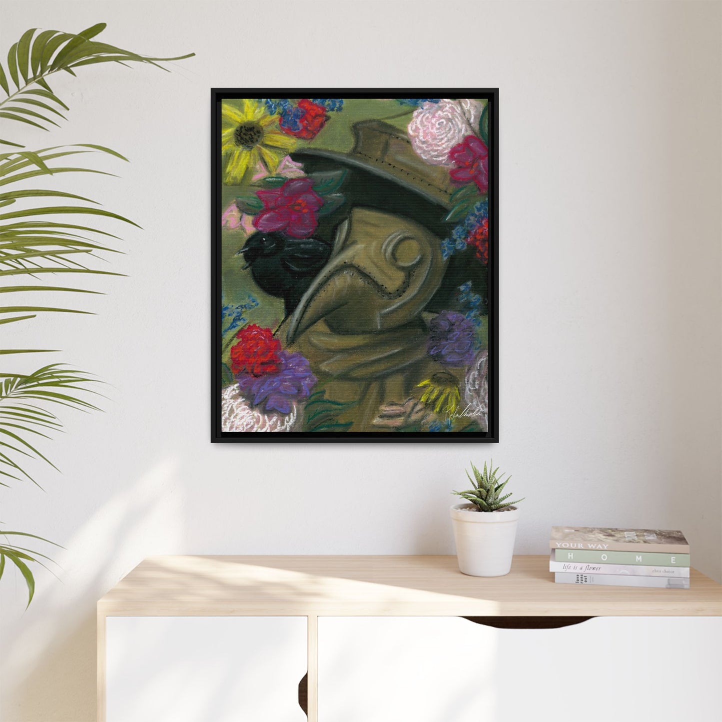 Plague Doctor and Raven Framed Wall Art