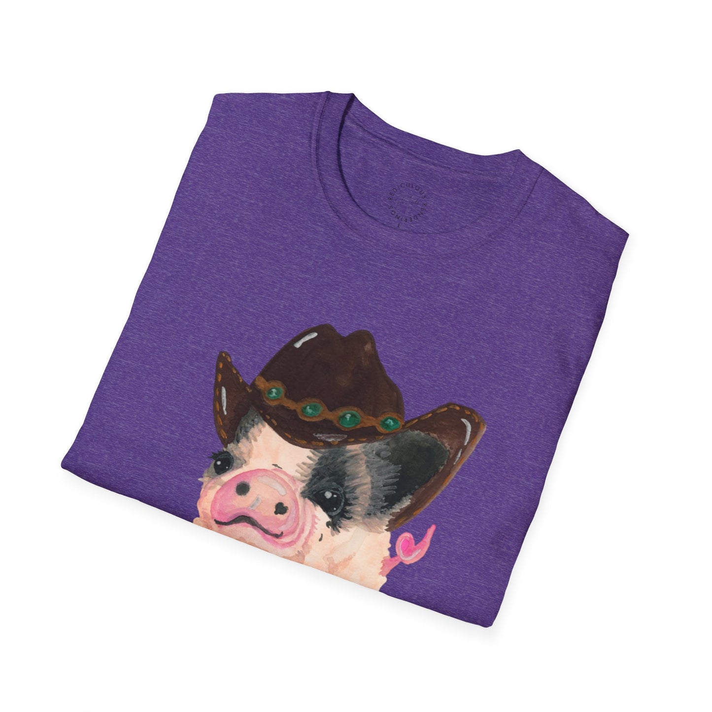 Cowboy Pig Unisex Softstyle Print T-Shirt