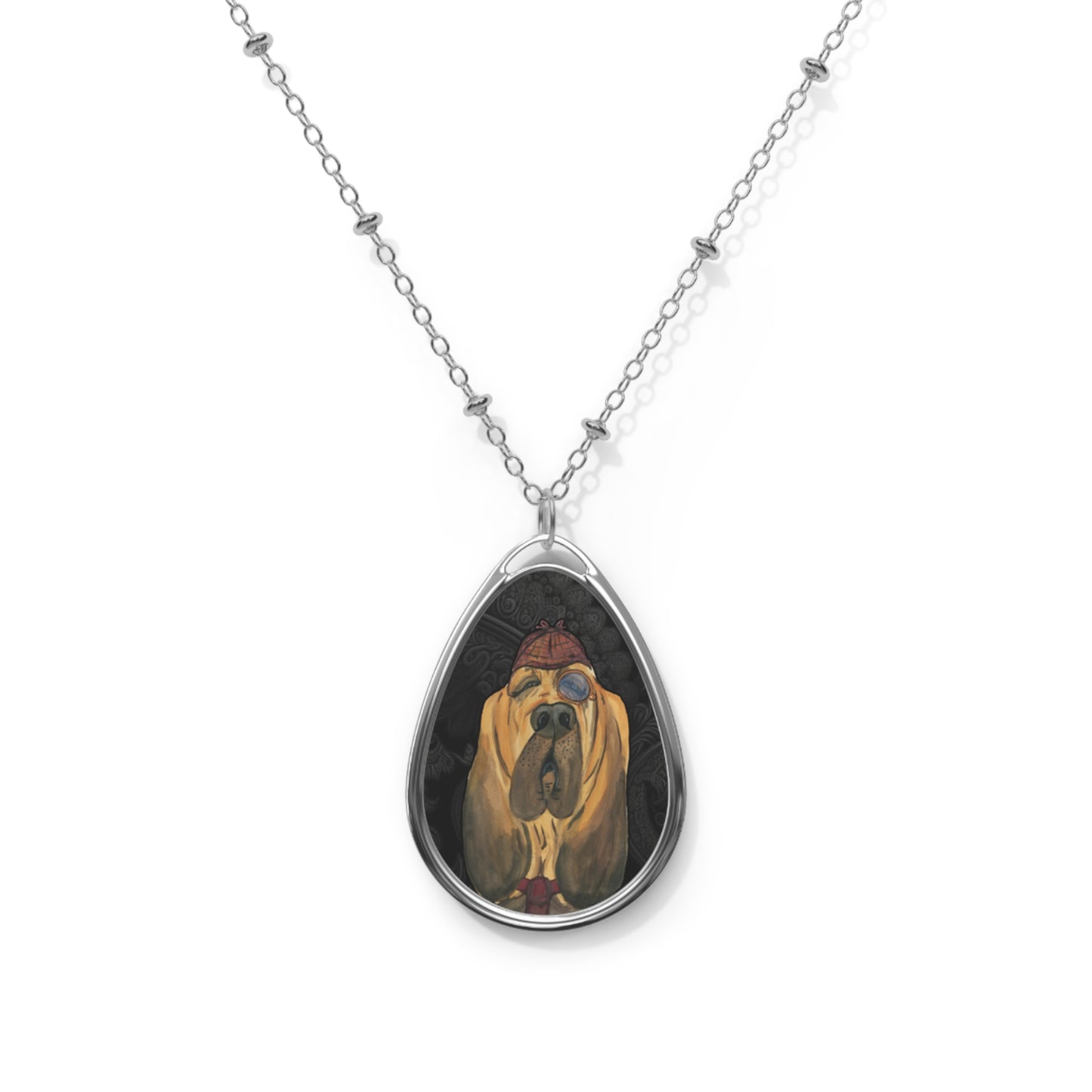 Detective Dog Oval Necklace