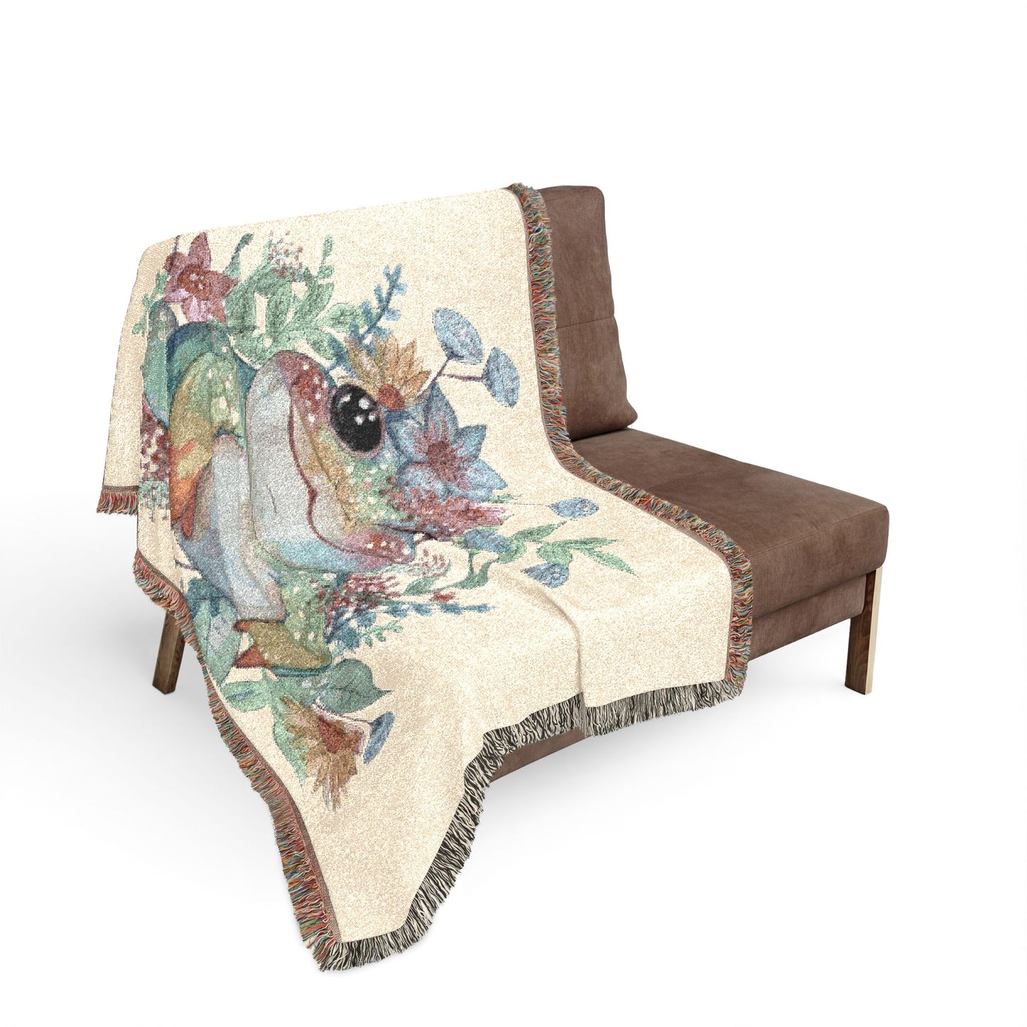 Frog Floral Woven Blanket
