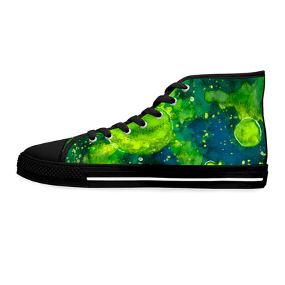 High Top Sneakers — Green Watercolor Cosmic Swirl Print