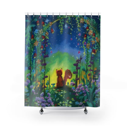 Fox Night Sky Shower Curtain