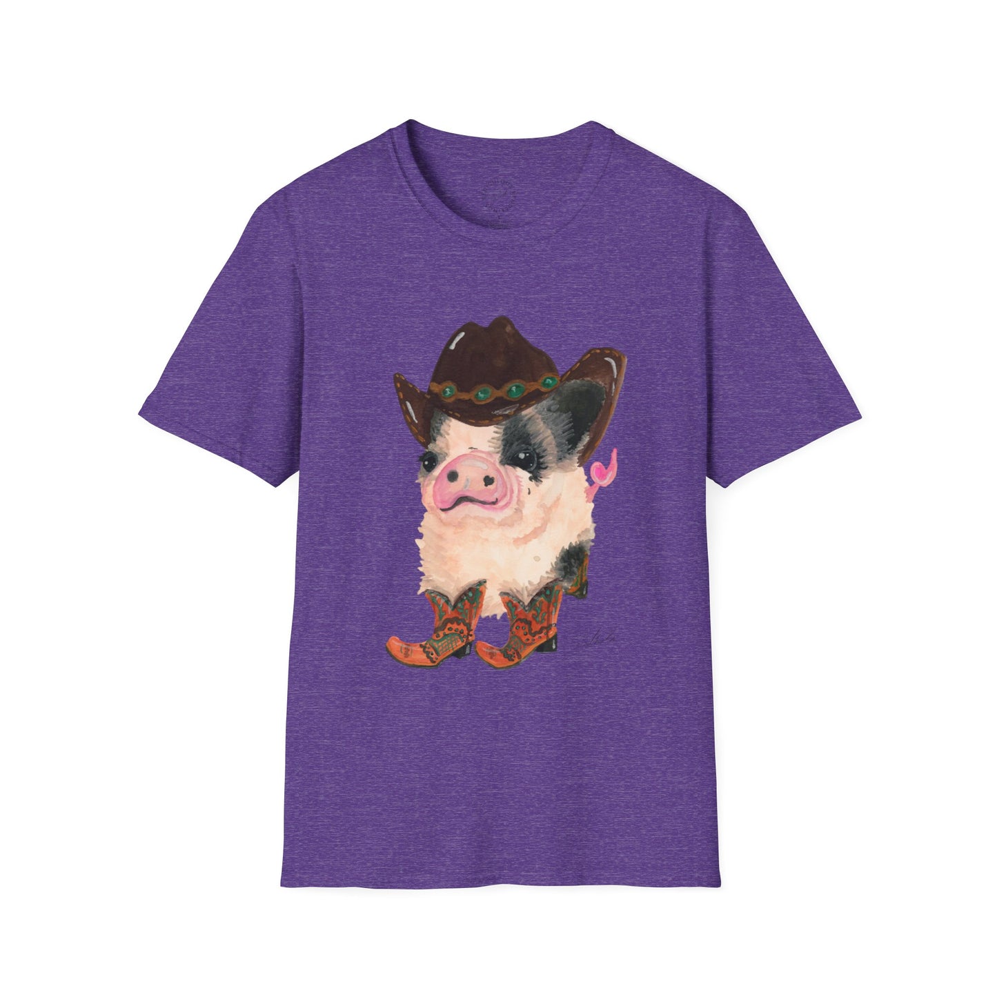 Cowboy Pig Unisex Softstyle Print T-Shirt