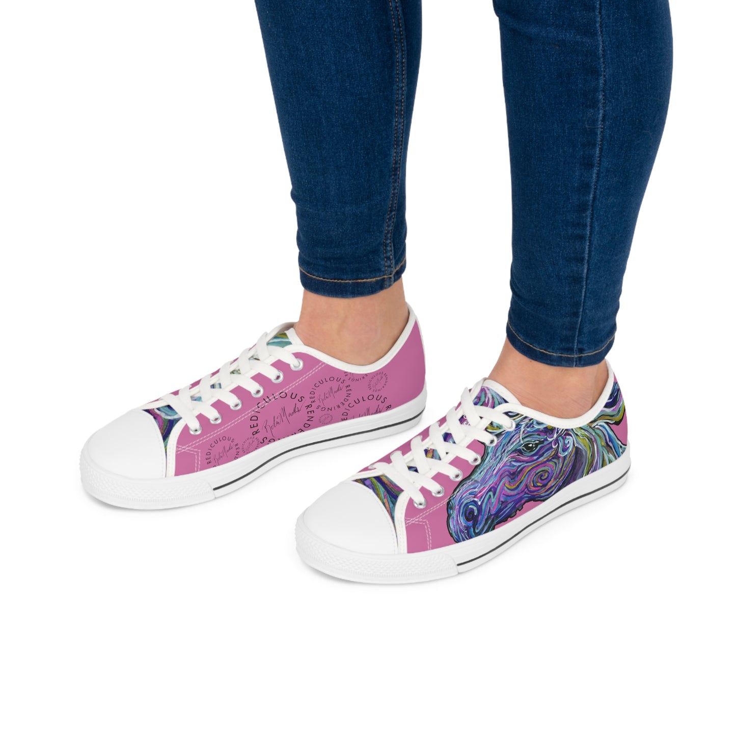 Pink Abstract Horse Unisex Low-Top Sneakers